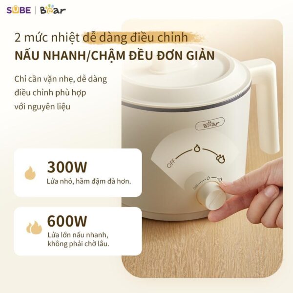 Nồi Điện Đa Năng Bear Nồi Điện Mini Hấp Nấu Lẩu Hầm Chiên Xào Chống Dính Dung Tích 1.2L MC-4H16H - Hình ảnh 4