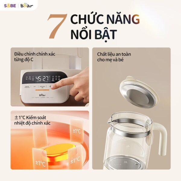Máy Đun Nước Và Hâm Nước Pha Sữa BEAR Máy Hâm Sữa Dung Tích 1.3L Giữ Nhiệt Ổn Định WW-4H12W - Hình ảnh 4