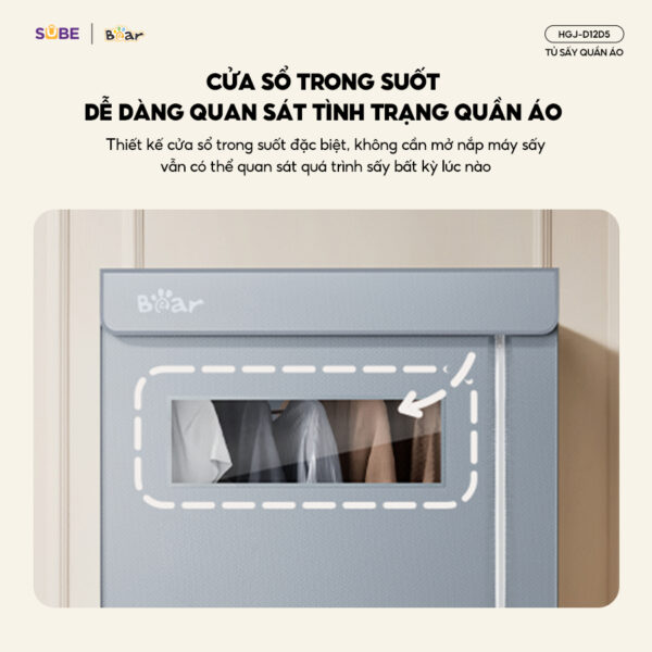 Tủ Sấy Quần Áo Bear Máy Sấy Quần Áo Ẩm Ướt Tủ Sấy Quần Áo Gấp Gọn Khử Trùng Diệt Khuẩn - Hình ảnh 9