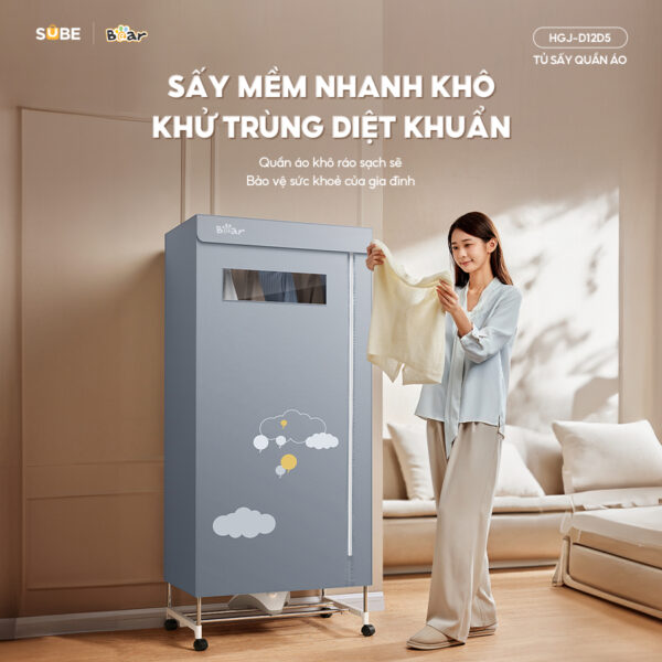 Tủ Sấy Quần Áo Bear Máy Sấy Quần Áo Ẩm Ướt Tủ Sấy Quần Áo Gấp Gọn Khử Trùng Diệt Khuẩn - Hình ảnh 2