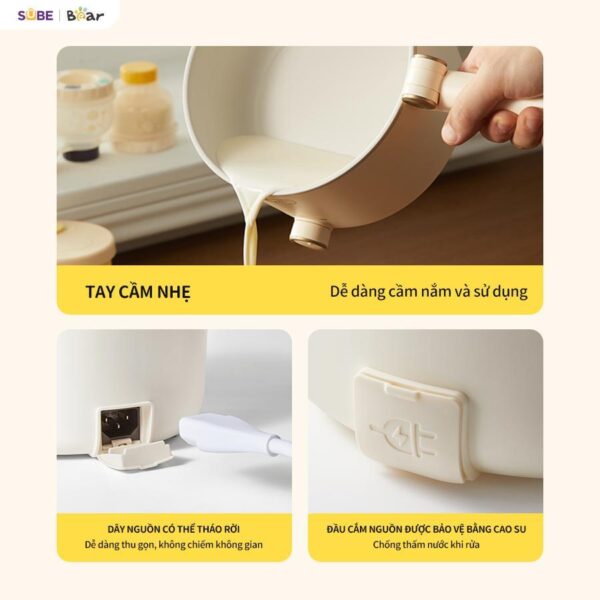 Nồi Điện Đa Năng Bear Nồi Nấu Hầm Lẩu Hấp Có Tay Cầm Gấp Gọn Chống Dính Dung Tích 1.6L MC-4H16G - Hình ảnh 8
