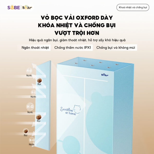 Tủ Sấy Quần Áo Bear Máy Sấy Đồ Gấp Gọn Sấy Sưởi Khô Quần Áo Kháng Khuẩn PCD - 4H12G - Hình ảnh 4