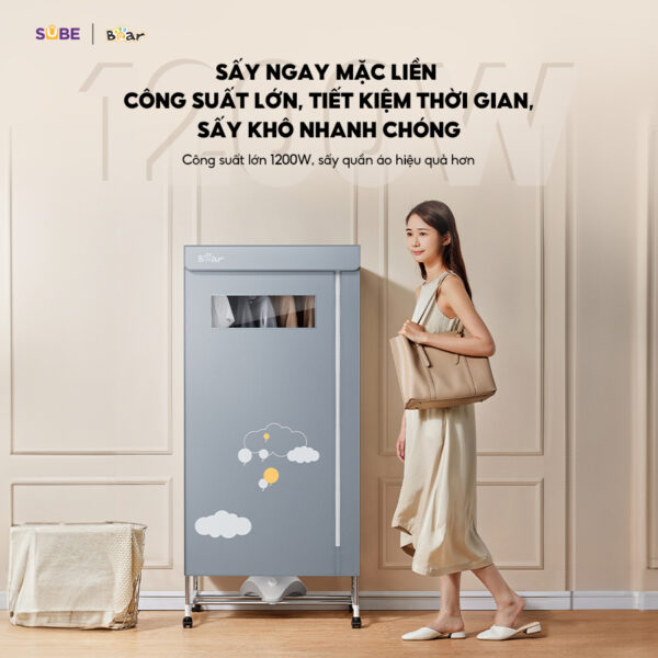 Tủ Sấy Quần Áo Bear Máy Sấy Quần Áo Ẩm Ướt Tủ Sấy Quần Áo Gấp Gọn Khử Trùng Diệt Khuẩn - Hình ảnh 5