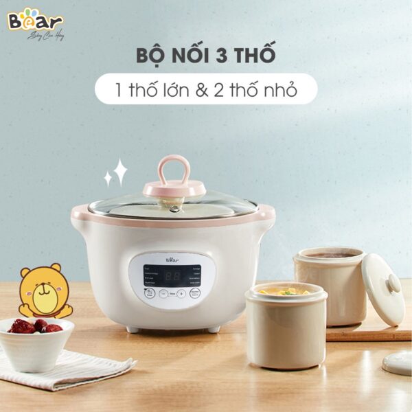 Nồi Nấu Chậm 1,6L Bear Chính Hãng Đa Năng Chưng Yến Điện Cách Thuỷ, Hầm Cháo, Nấu Cháo Chậm-SUBE002 - Hình ảnh 2
