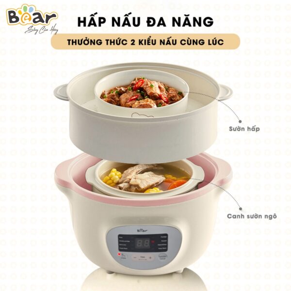 Nồi Nấu Chậm 1,6L Bear Chính Hãng Đa Năng Chưng Yến Điện Cách Thuỷ, Hầm Cháo, Nấu Cháo Chậm-SUBE002 - Hình ảnh 8